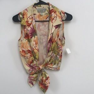 Vintage tommy bahama floral tie crop top